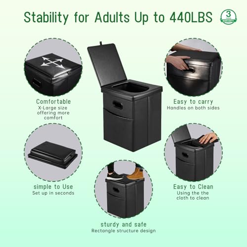 Panmout XL 16.5" Portable Toilet for Adults, Folding - Image 5