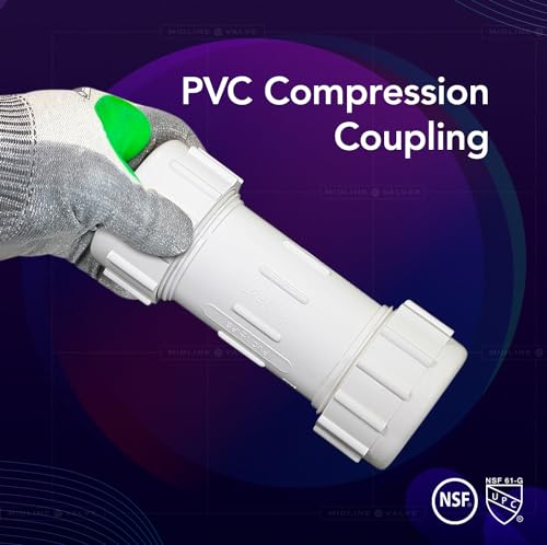 Midline Valve 582DD100 PVC Compression Coupling Pipe Fitting; 1 - Image 3