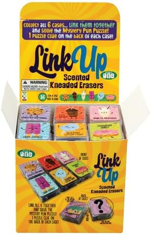 Raymond Geddes Link Up Scented Kneaded Erasers (Series One - 36 Pieces) - 6 Moldable Eraser Designs with Snap Case - Fun Puzzle Kids Erasers