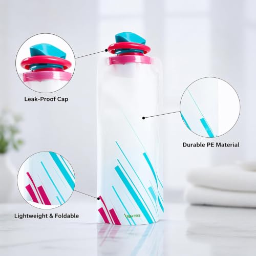 Collapsible Water Bottles 6 Pack with Folding Cutlery Set - Image 5