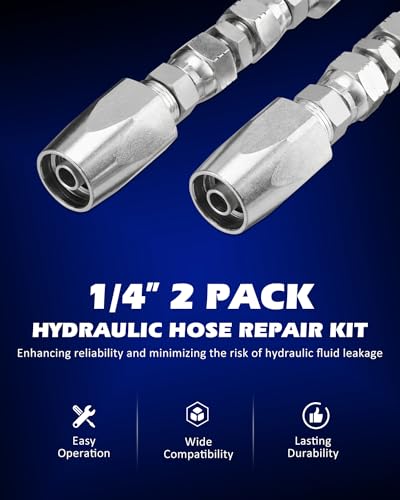 Hydraulic Hose Repair Kit, 1/4" Inner Diameter Reusable, 2 Pack - Image 3