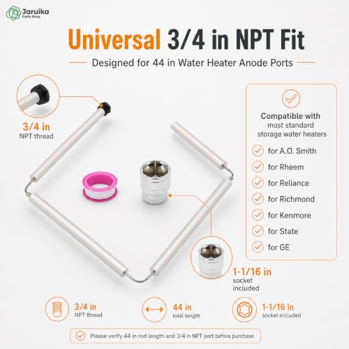44 Inch Flexible Magnesium Anode Rod, 3/4 Inch NPT Kit | Hand Tools - Image 5