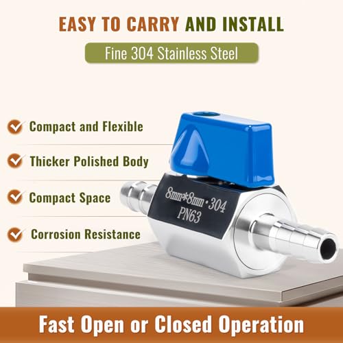 2 Pack 1/4" Hose ID Barb Mini Ball Valve, 304 Stainless Steel - Image 7
