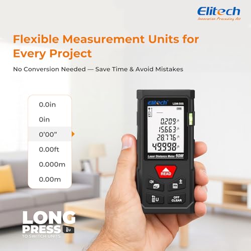 Elitech Laser Tape Measure, 165ft Laser Distance Meter - Image 5