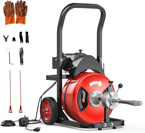 MAXSA 100Ft 3/4 Inch Drain Cleaning Machine, 750W Auto Feed Sewer - Image 2