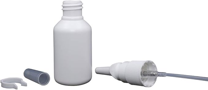 Snoot! 100-Pack 1 oz Nasal Spray Bottle Mist Sprayer - Empty Refillable White Plastic Spray Bottles - Reusable Nose Sprayer for Nasal Medications