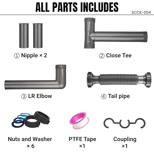 Double Bowl Kitchen Sink Drain Kit – End Outlet Waste - Image 5