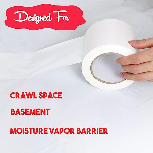 Vapor Barrier Tape, White Vinyl Tenacious Caulk Tape, 6'' X 100FT - Image 5