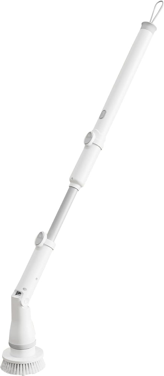 FixtureDisplays® 30-49" Adjustable Electric Spin Scrubber, Cordless Cleaning Brush with Extendable Arm 6 Replaceable Cleaning Heads, Power Shower Scrubber for Bathroom, Tub, Tile, Floor 15757-NPF