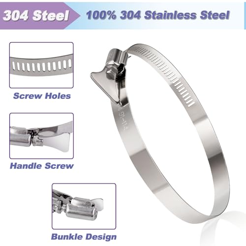 10 Pack 2 inch Hose Clamp, Adjustable 1 1/2"-2 1/2" OD - Image 4