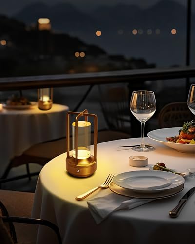 Set of 2 Cordless Table Lamps Rechargeable LED Desk Lamps Gold - Image 4
