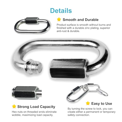 10 PCS Heavy Duty Chain Quick Links, 3 Sizes Locking - Image 5