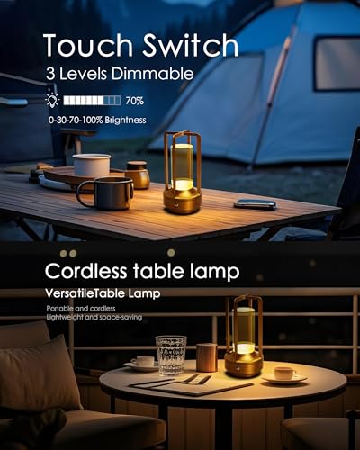 Set of 2 Cordless Table Lamps Rechargeable LED Desk Lamps Gold - Image 6