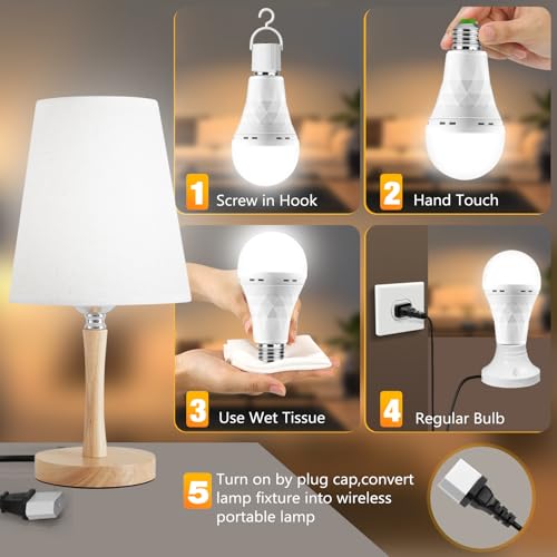 Rechargeable Light Bulbs for Lamp, LED Battery Backup Bulb - Image 3