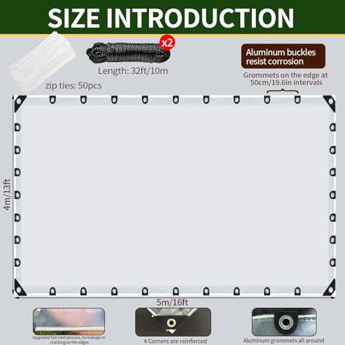 13x16ft Clear Waterproof Tarp with Grommets, Upgraded Edge Heat - Image 3