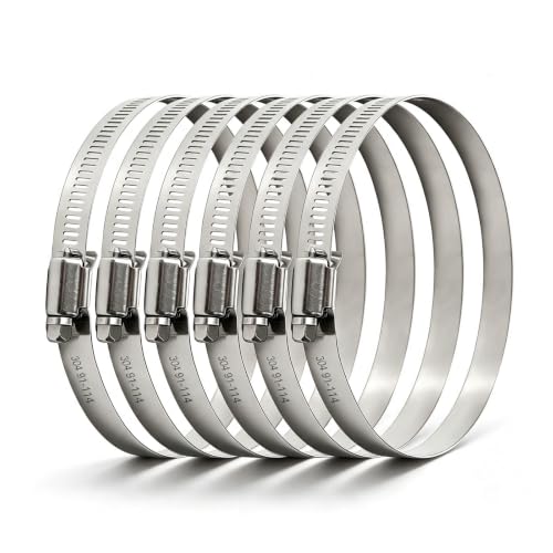 4 Inch Hose Clamp, 6 Pcs Adjustable Stainless Steel Clamp - Image 2