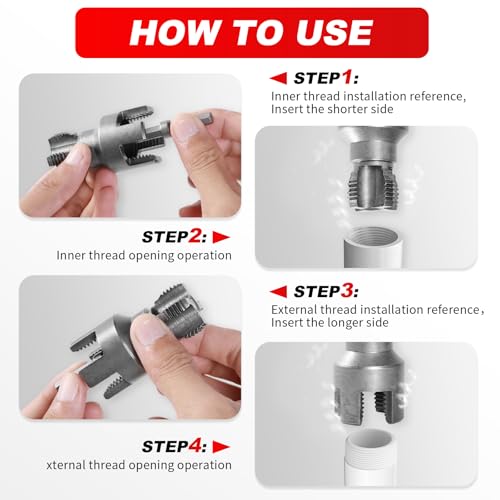 2PCS Pipe Threading Tool, 1/2" & 3/4" Dual-Function | Plumbing Fix - Image 4