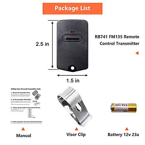 RB741 for Mighty Mule Gate Opener Remote, 318MHZ (2 Pack) - Image 5