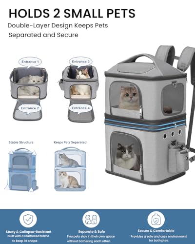 HOVONO Detachable Double Cat Backpack Carrier for 2 Pets - Image 3