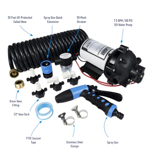 12V Washdown Pump Kit, 7.5 GPM 80 PSI for Boat Marine RV Garden - Image 6