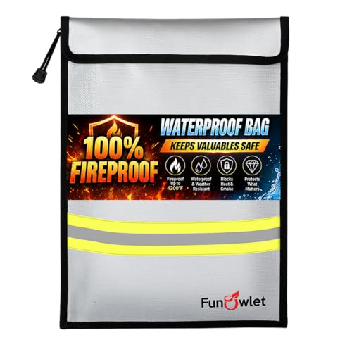Fireproof Waterproof Money Document Bag, 15" x 11" Gray - Image 2