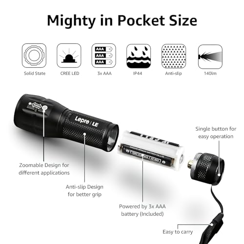 Lepro LED White Light Flashlight, High Lumens Waterproof - Image 7