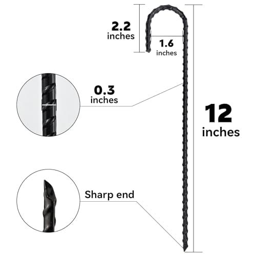 12 Inch J-Hook Rebar Stakes, HeavyDuty Anti-Rust Ground - Image 3