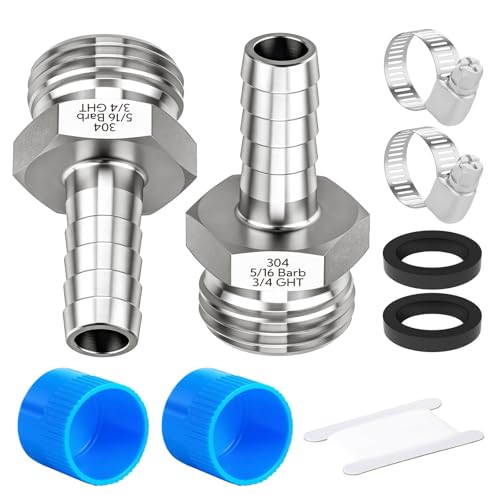 2Pcs 5/16" Barb x 3/4" GHT Male 304 Stainless Steel Garden - Image 2
