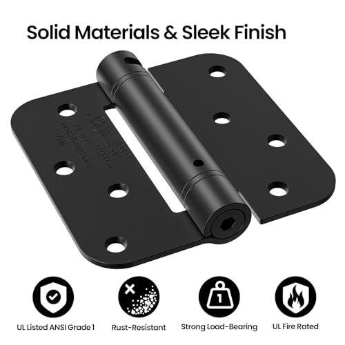 Self Closing Door Hinges 4 Inch, Matte Black Spring Loaded Hinges - Image 6