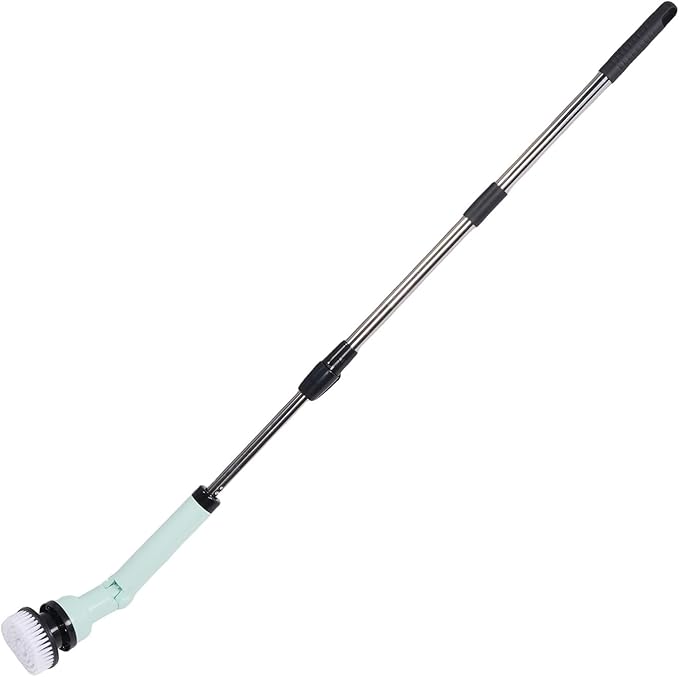 Electric Spin Scrubber, Water Proof Shower Scrubber Cordless Cleaning Brush with 9pcs Brush Head and Adjustable Detachable Long Handle for Bathroom Bathtub Kitchen Wall Cleaning