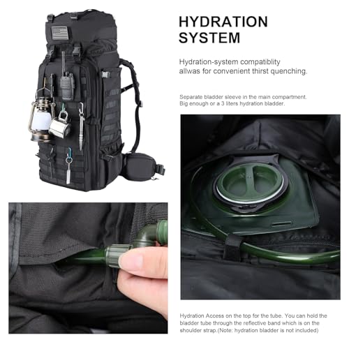Zsearaymy 75L Hiking MOLLE Backpack with Internal Frame & - Image 7