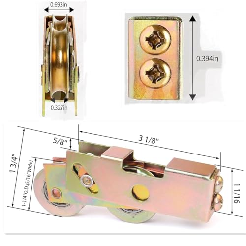 2Pack Sliding Door Rollers, 1-1/4 Inch Sliding Patio Door Tandem - Image 3
