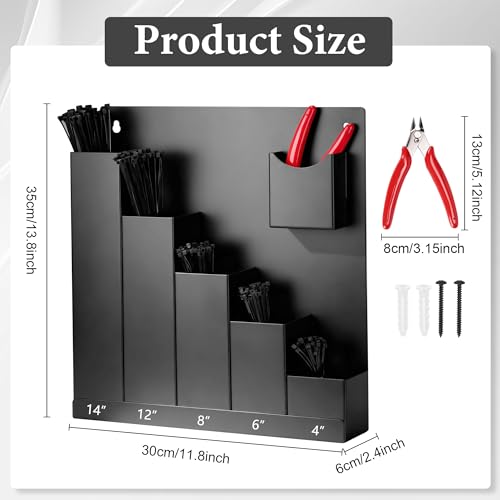 Cable Tie Holder with Cutter Pliers & 250 Zip Ties Wall | Hand Tools - Image 4