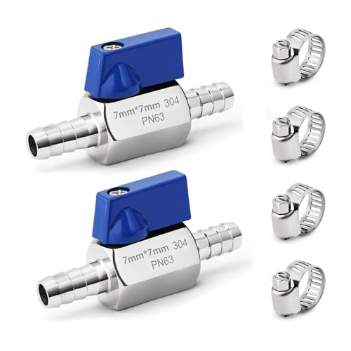 2 Pack 1/4" Hose ID Barb Mini Ball Valve, 304 Stainless Steel - Image 2