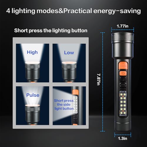 VAVOFO Rechargeable LED Flashlight, Gray & Orange - Image 4
