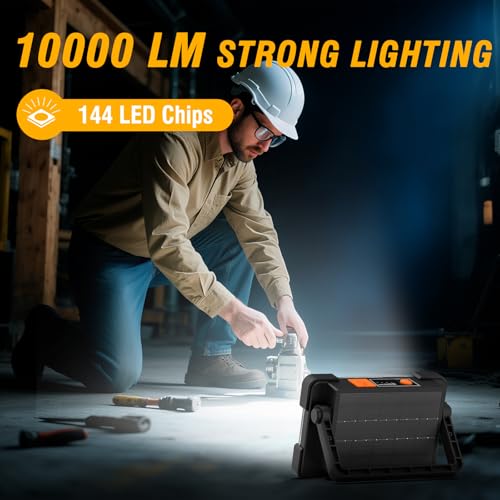 120W Solar Rechargeable 144 LED Work Light, 10000LM Flood Light - Image 5
