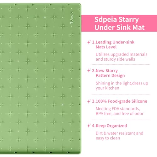 Sdpeia Under Sink Mat 22"×14" Waterproof Silicone Cabinet Liner & Sink Protector for Kitchen & Bathroom, Multi-Purpose Organizers Tray for Pets, Laundry, Cat Litter Mat
