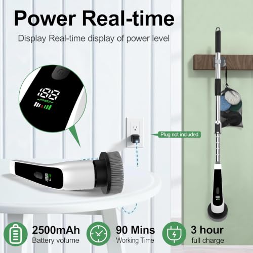 Electric Spin Scrubber, Bathroom Scrubber LED Digital Display - Image 3