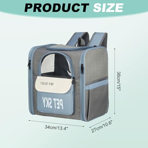 Cat Pet Backpack Carrier Gray 13x11x15 Large Space Pet Bag - Image 3