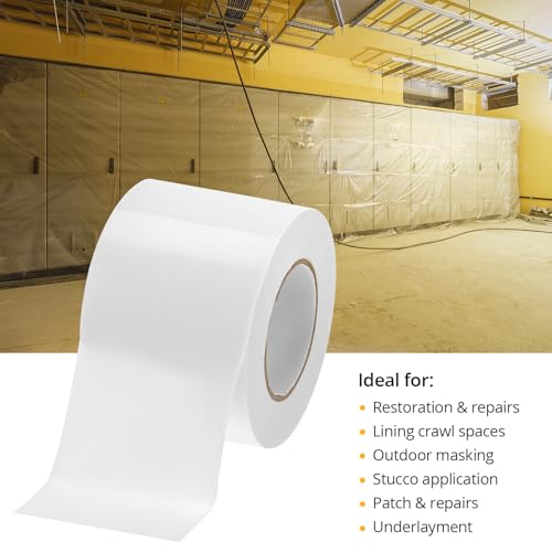 QWORK White Vapor Barrier Tape, 4" x 180' - Image 5