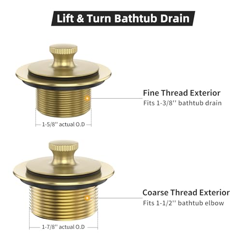 Citymoor Brushed Gold Bathtub Drain Kit and Overflow - Image 5