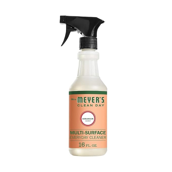Mrs. MEYER'S Clean Day Geranium Scent Variety, 1 Room Freshener 8 OZ, 1 Liquid Dish Soap 16 OZ, 1 Liquid Hand Soap 12.5 OZ, 1 Multi-surface Cleaner 16 OZ, Geranium, 1 CT