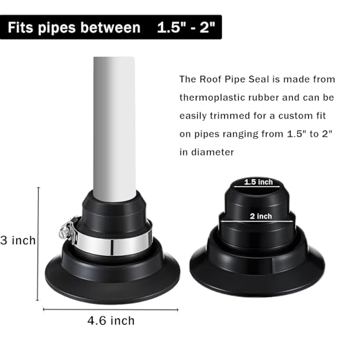 2-Pack Roof Vent Pipe Repair Boot Kit, 1.5"-2" Universal Fit - Image 3
