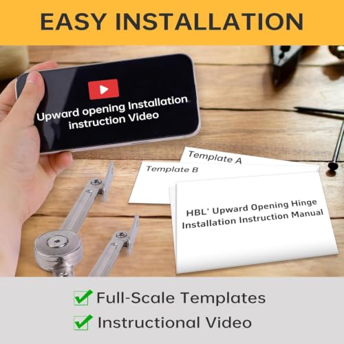 HBL' 2 Pack | Tension Adjustable Lid Support Hinges for Overhead - Image 7