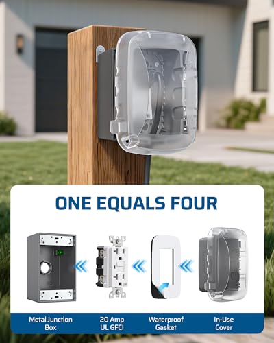 DEWENWILS 20A Outdoor Outlet Box, NEMA WR/TR 5-20R GFCI Outlet - Image 7