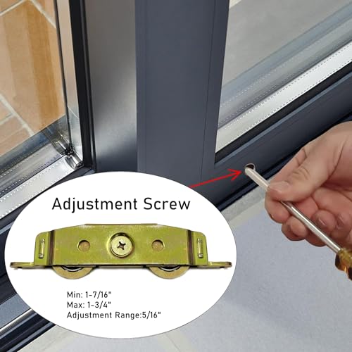 2 Pack Sliding Glass Door Rollers Replacement, 1-1/4" Steel Ball - Image 6