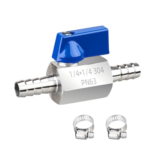 1/4 Inch Barb Ball Valve, Mini 304 Stainless Steel Inline Shut - Image 2