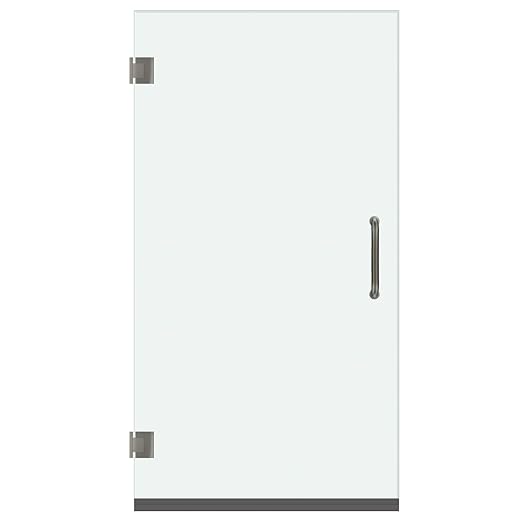 Fab Glass and Mirror Frameless Shower Door - 3/8" SGCC Tempered Safety Glass with SmartGuard Coating - Single Hinged Design - 28" x 79" Brushed Nickel Finish