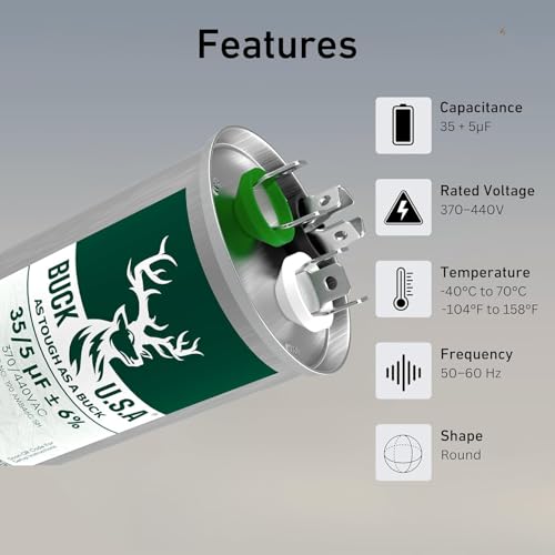 Buck 35+5uF 35/5 MFD ±6% CBB65B Dual Run Round Start | Pet Essentials - Image 3