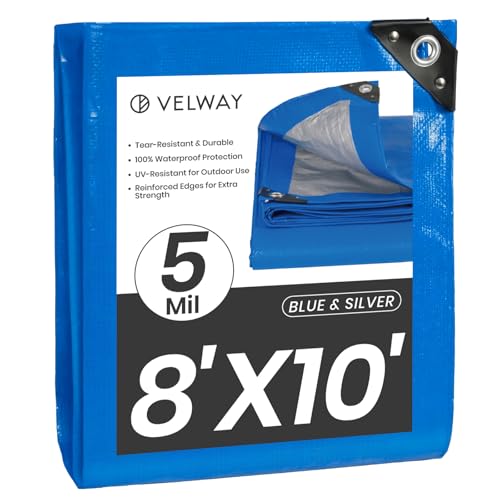 Velway Waterproof Tarp 8x10 FT 5 Mil Heavy Duty Poly Tarpaulin - Image 2